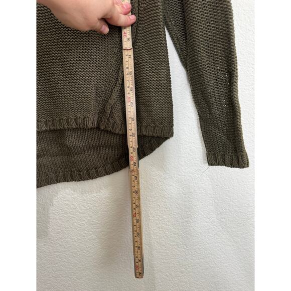 Women's Knitted Green V-Neck Sweater with Suede Elbow Patches XS - Picture 3 of 11